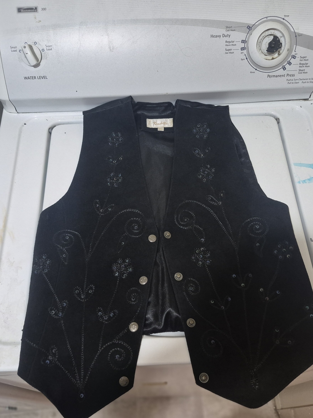 Source Unknown Black Embroidered Suede Vest